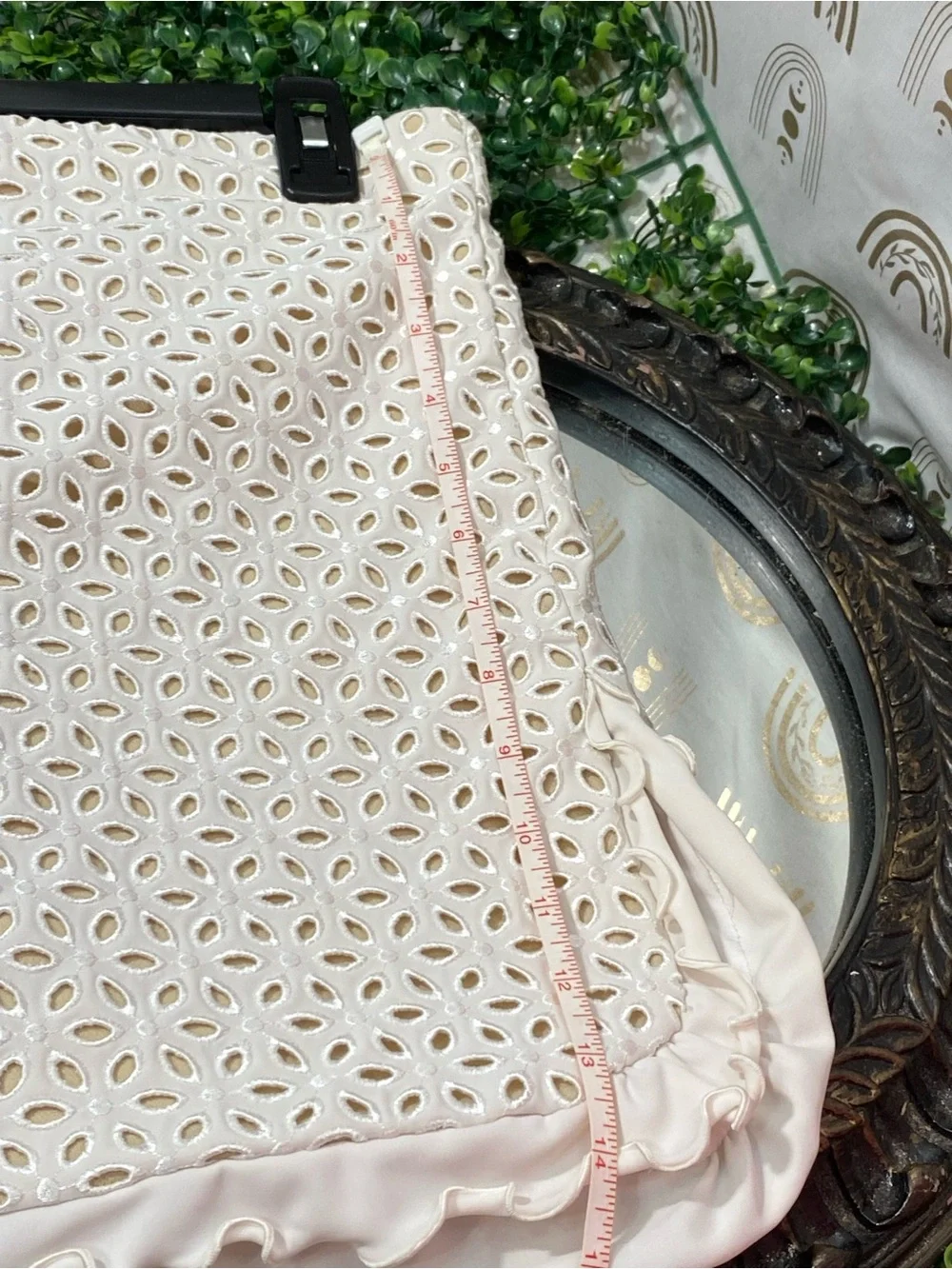 Women's Cream Eyelet Mini Skirt